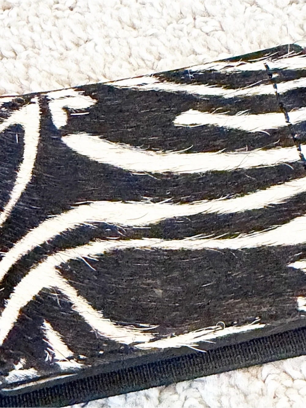Zebra Print Calf Hair Leather Wide Stretch Statement Belt Size L Silver Buckle